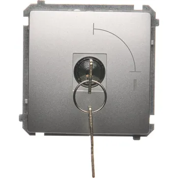 vypínač Vypínač jednopólový na klíč, 2 polohový, řazení 0-1, Simon Basic BMW1K.01/43, stříbrná metalizovaná