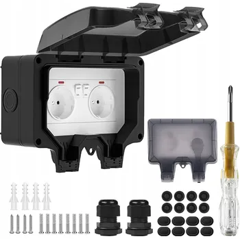 Elektrická zásuvka Dvojitá venkovní elektrická zásuvka prachotěsná vodotěsná IP66 250V