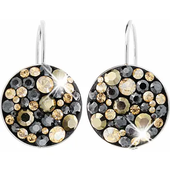 Náušnice JSB bijoux s.r.o. Stříbrné náušnice klapky kulaté lůžko s krystaly Swarovski Jet mix (Stříbro 925/1000)