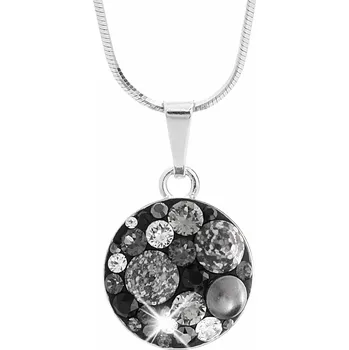 Náhrdelník JSB bijoux s.r.o. Stříbrný náhrdelník kulaté lůžko s krystaly Swarovski Jet Rock (Stříbro 925/1000)