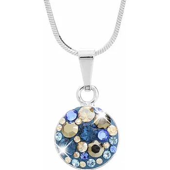 Módní doplněk JSB bijoux s.r.o. Stříbrný náhrdelník malé kulaté lůžko s krystaly Swarovski Montana Mix (Stříbro 925/1000)