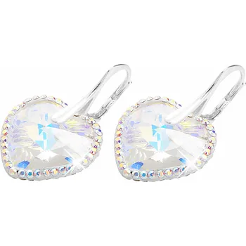 Náušnice JSB bijoux s.r.o. Stříbrné náušnice klapky krystal Swarovski tvaru srdce s obtahem AB (Stříbro 925/1000)