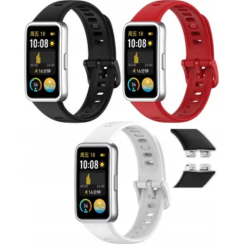 Náramek 3x PASEK DO HUAWEI BAND 8 9 10 OPASKA NÁRAMEK SILIKONOVÝ KOVOVÝ UZÁVĚR