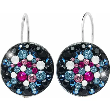 Náušnice JSB bijoux s.r.o. Stříbrné náušnice klapky kulaté lůžko s krystaly Swarovski Galaxy (Stříbro 925/1000)