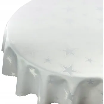 ubrus Ubrus Vánoční Odolný Skvrnám Hvězdy Bílý Kulatý prům. 130 cm