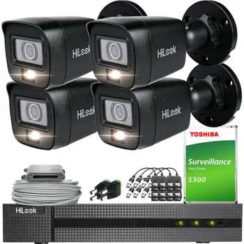 Bezpečnostní kamera ZESTAW DO MONITORINGU SADA 4X TVICAM-B8M-20DL ČERNÁ 8Mpx TVI CVI AHD HiLook