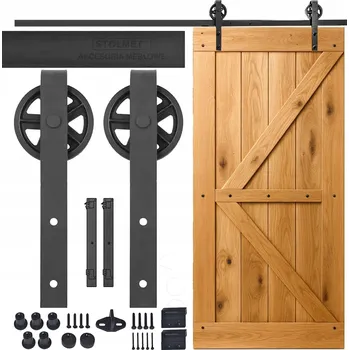 Interiérové dveře Posuvné dveře LOFT BARN DOOR velké kolečko + Zpomalovač, kolejnice 2m pro 1 dveře