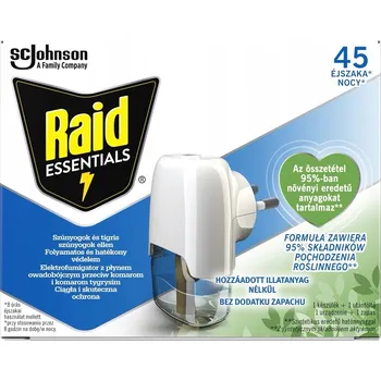 Přípravek proti hmyzu RAID ESSENTIALS ELEKTROFUMIGÁTOR - NÁPLŇ PROTI KOMÁRŮM NA 45 NOCÍ