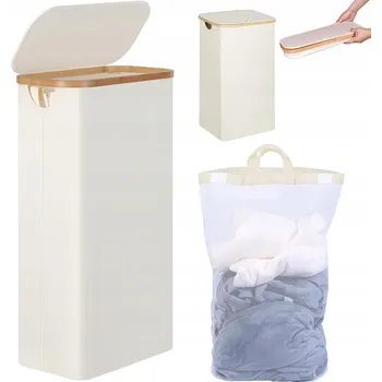 Koš na prádlo Bambusový koš na prádlo skládací 63 l obdélníkový s víkem