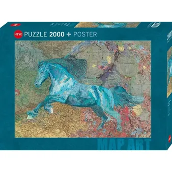 Puzzle Puzzle HEYE Map Art: kůň 2000 dílků