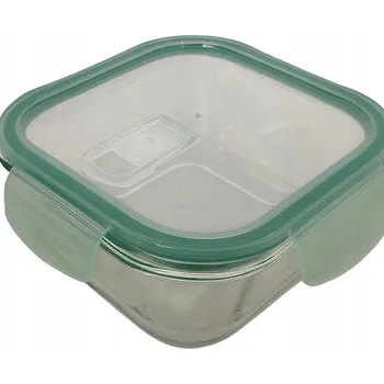 Dóza na potraviny SMUKEE SKLENĚNÁ NÁDOBA s víkem pro skladování 700 ml čtverec ZELENÁ