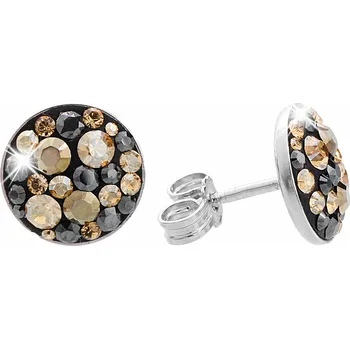 Módní doplněk JSB bijoux s.r.o. Stříbrné náušnice puzety malé kulaté lůžko s krystaly Swarovski Jet Mix (Stříbro 925/1000)