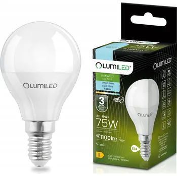 Žárovka LED žárovka E14 Malá Koule 10W = 75W 1055lm 6500K Studená CCD 180° LUMILED