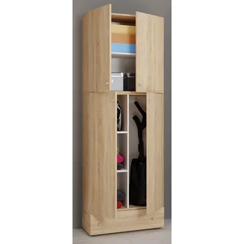 Šatní skříň VCM Úklidová skříňka Lona XXL s otočnými dveřmi se zásuvkou, dub sonoma 487666