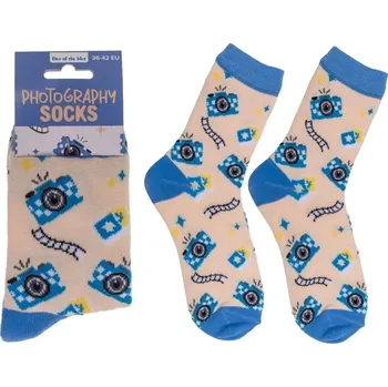 Dámské oblečení KREATIVNÍ PONOŽKY S FOTOAPARÁTY VEL. 36-42 - STYLOVÝ DÁREK PRO FOTOGRAFA