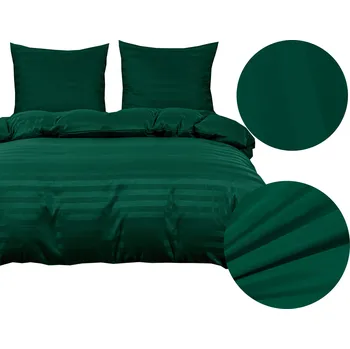 Povlečení Povlečení damašek hotelové v pruzích 140x200 zelené, lahvově zeleň