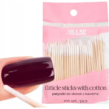 100x Kosmetické tyčinky ALLELAC na nehty a nehtovou kůžičku, dřevěné
