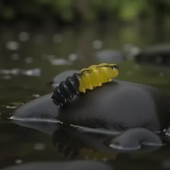 RYVALURES-WORM BLACK - TRANS YELLOW HADRÁK - 50KS (RYVALURES-VLÁČECÍ LARVY NA PSTRUHY 10KS)