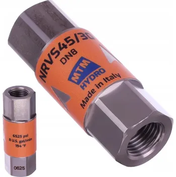 Ventil Zpětný ventil MTM pro myčku, čerpadlo, závit 1/4", By-Pass 450 bar, 30 l/min, nerezový