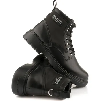 Dámská zimní obuv KOTNÍKOVÁ OBUV KARL LAGERFELD MASON 6" LACE BOOT BLACK LTHR