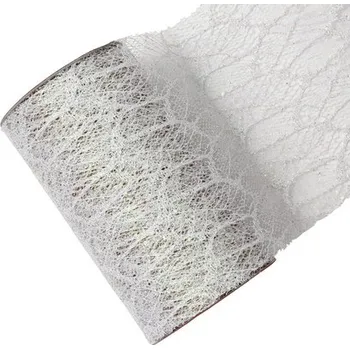 Stuha Stuha síťovaná se třpytkami 15 x 270 cm bílá