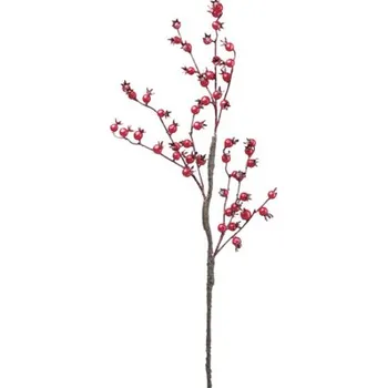 Vánoční dekorace Větvička s bobulemi 60 cm červená