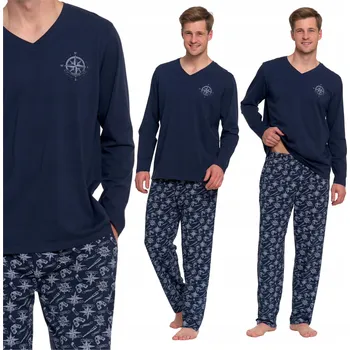 Pánské pyžamo Moraj Pánské dvoudílné bavlněné pyžamo s potiskem modrá M