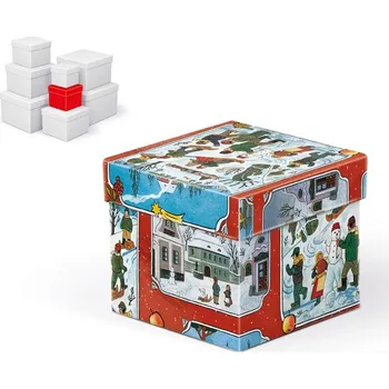 Dárková taška Krabice dárková vánoční C-V005-BL 10x10x9cm