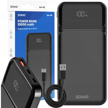 Powerbanka Powerbank Savio 10000 mAh černý