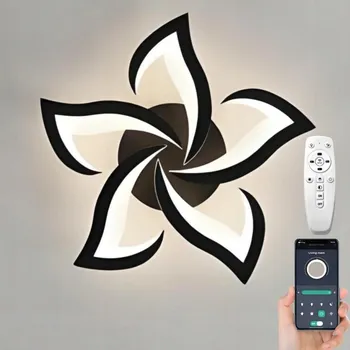 Stropní svítidlo LED LUSTR ČERNÝ MODERNÍ 40W S DÁLKOVÝM OVLÁDÁNÍM A APLIKACÍ