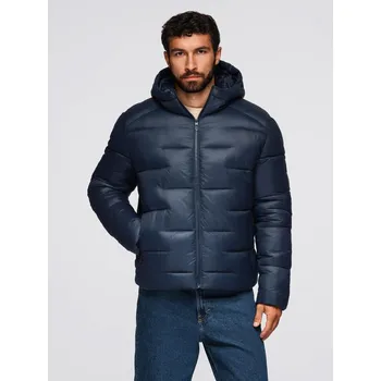 Pánská casual bunda Ombre Men's quilted puffer jacket with hood - navy blue Ombre modrá | světle modrá 3446739