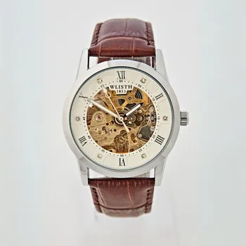 3Pagen Pánské náramkové hodinky hnědá, stříbrná