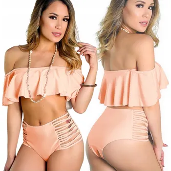 Dámské plavky DVOUDÍLNÉ PLAVKY S VYSOKÝM PASEM, ZEŠTÍHLUJÍCÍ EFEKT, VELIKOST L