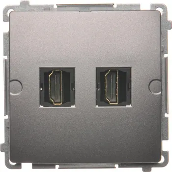 Elektrická zásuvka Zásuvka HDMI 2 násobná, Simon Basic BMGHDMI2.01/21, ocel