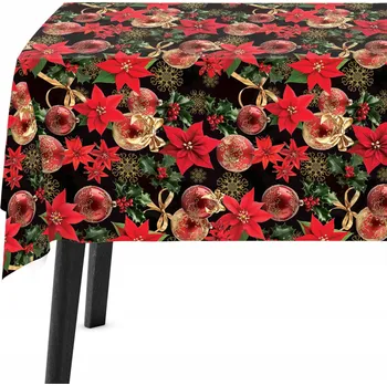 ubrus Vánoční ubrus na stůl 140x240 Černý Červený 9395