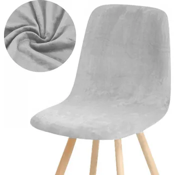 Potah na židli POTAH NA ŽIDLI SKANDINÁVSKÝ SVĚTLE ŠEDÝ VELUR ELASTICKÝ