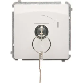 vypínač Vypínač časový na klíč / tlačítko, 2 polohový, řazení 0-1, Simon Basic BMP1K.01/11, bílá