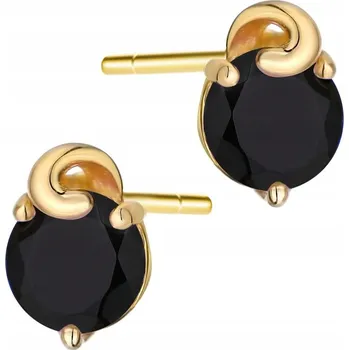 Náušnice Krásné ZLATÉ NÁUŠNICE ryzost 585 Šroubovací Černé Zirkon Puzeta 14k