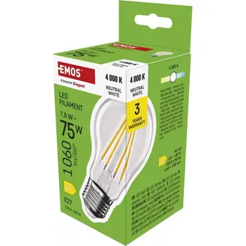 Žárovka Emos ZF5D53 LED žárovka Filament A60 / E27 / 7,8 W (75 W) / 1060 lm / neutrální bílá