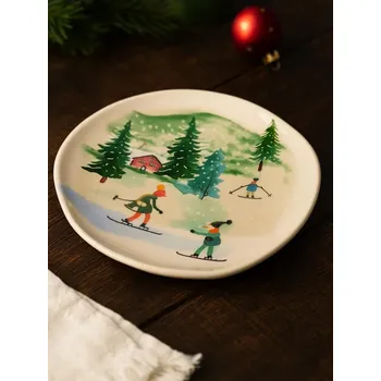 Talíř Sinsay - Talíř s motivem zimní krajiny s lyžaři - bílá - 488GI-00X - 488GI-00X-ONE