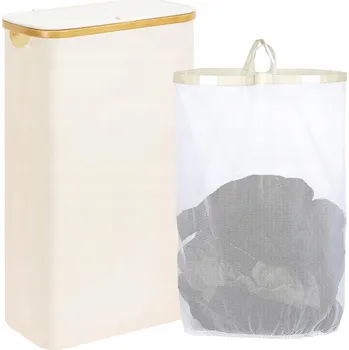 Koš na prádlo Bambusový koš na prádlo skládací 63 l obdélníkový s víkem