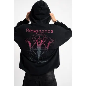 Chlapecká mikina Reporter Young | Chlapecká černá mikina s kapucí s potiskem „RESONANCE“ na zádech - Barva ČERNÁ, Velikost 176 253-0551B-20-100-1