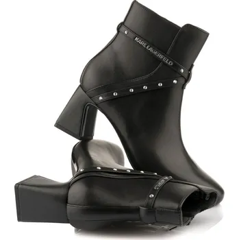 Dámská zimní obuv KOTNÍKOVÁ OBUV KARL LAGERFELD BEATA STUDS ANKLE BOOT BLACK LTHR