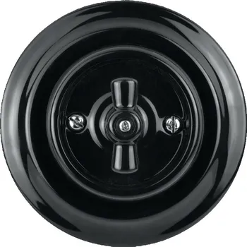 vypínač Dvojitý otočný vypínač s rámečkem DPM Vintage černý