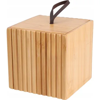 Úložný box Úložná krabička BambooBox 9×9×9 cm - bambus, s víkem a poutkem