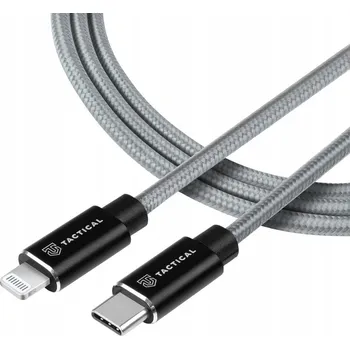 Datový kabel Taktický kabel Fast Rope Aramid USB-C / Lightning MFi 0,3m Šedý (57983104174)