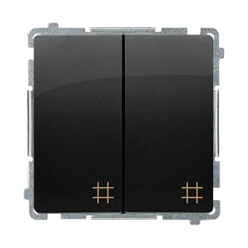 vypínač Vypínač křížový 2 násobný, řazení 7+7, 10 A / 230 V~, bezšroubové svorky, Simon Basic BMW7/2.01/49, černá