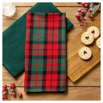 Utěrka Sada vánočních kuchyňských utěrek | TARTAN | bavlna kostkovaná | 2*45x65 cm | 944820 Homla