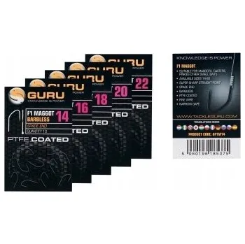 Rybářský háček Guru F1 Maggot Barbless Hook háčky na dno a plovoucí Háčky 10 ks