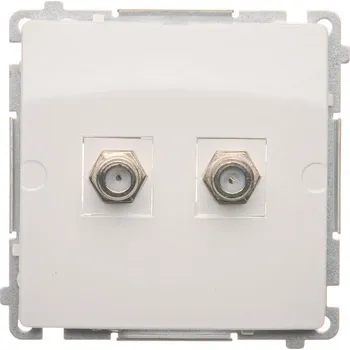Elektrická zásuvka Zásuvka anténní 2 násobná typ „F”, Simon Basic BMAF2.01/11, bílá